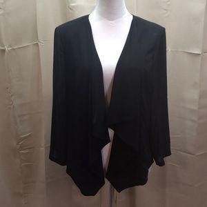 CALVIN KLEIN Black Flowy Open Front Dress Jacket Size XL
